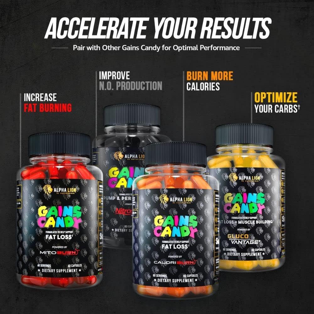 ALPHA LION Gains Candy, Pills That Support Weight Loss, Energy Supplements, 100% Natural Extract,60 Capsules - Suppviv