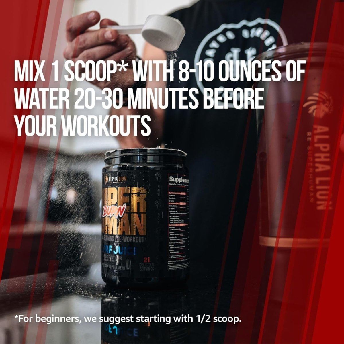 ALPHA LION Superhuman Burn 2 - In - 1 Metabolism Booster Pre Workout (21 Servings, Sweet Black Cherry Flavor) - Suppviv