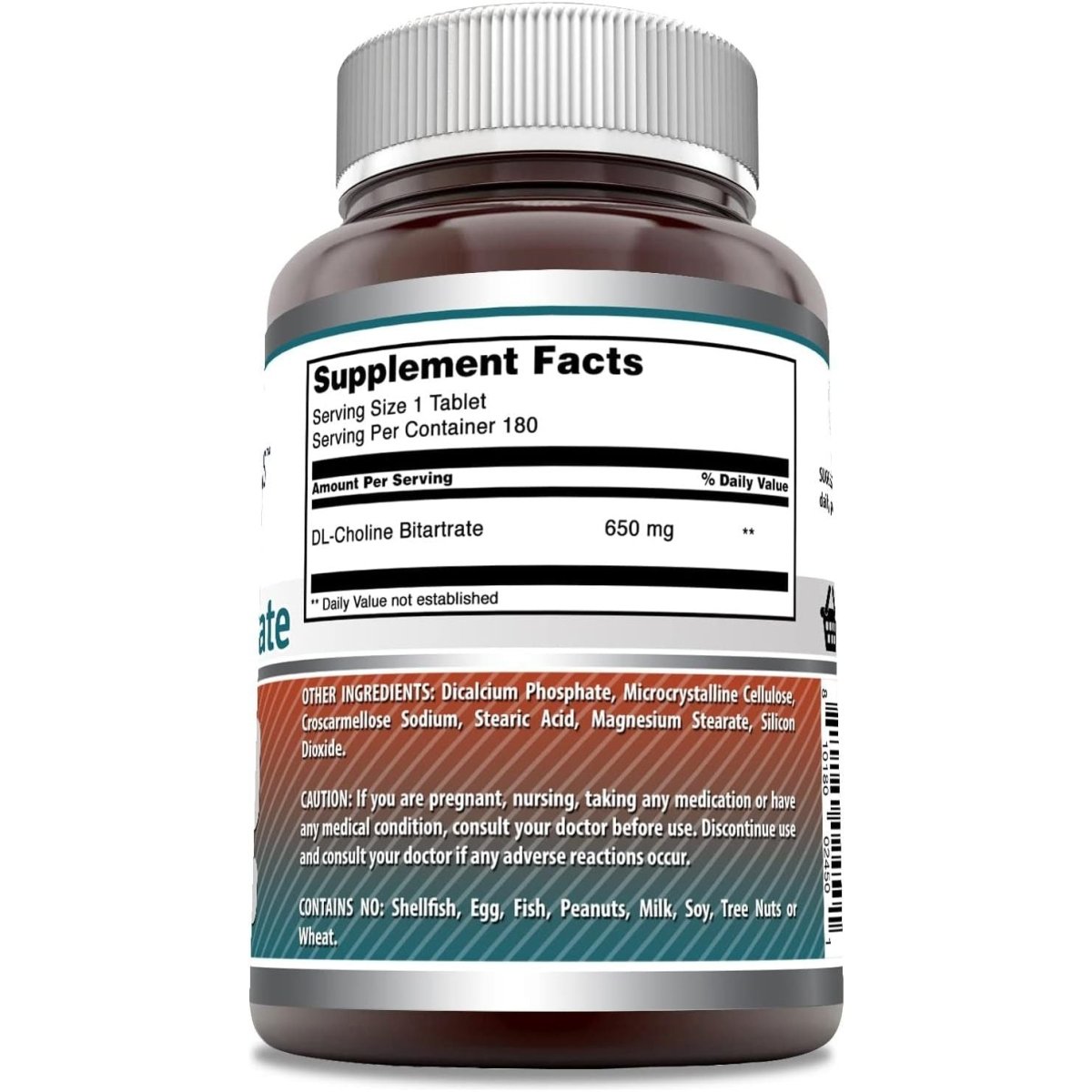 Amazing Formulas Choline Bitartrate - 650 MG, 180 Tablets - Supports Nerve & Brain Health - Suppviv