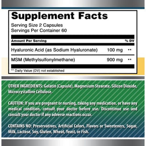 Amazing Formulas Hyaluronic Acid & MSM Supplement | 500 Mg | 120 Capsules | Non - Gmo | Gluten - Free | Made in USA - Suppviv