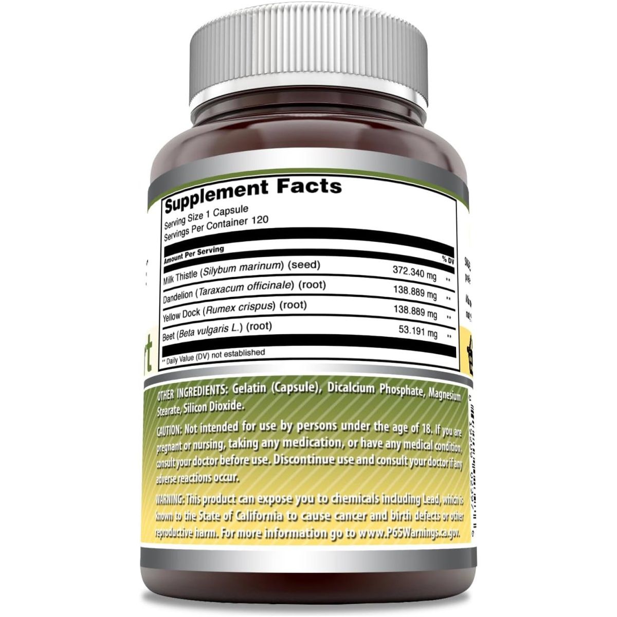 Amazing Formulas Liver Support 120 Capsules Supplement | Natural Herbal Formula | - Suppviv