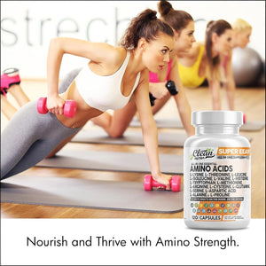 Amino Acids Supplement L - Lysine, L - Threonine, L - Leucine, Isoleucine, Valine, L - Histidine, L - Tryptophan, L - Methionine, L - Arginine, L - Cysteine, L - Glutamine, L - Serine, Aspartic Acid, Alanine, L - Proline - Suppviv