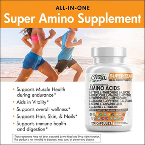 Amino Acids Supplement L - Lysine, L - Threonine, L - Leucine, Isoleucine, Valine, L - Histidine, L - Tryptophan, L - Methionine, L - Arginine, L - Cysteine, L - Glutamine, L - Serine, Aspartic Acid, Alanine, L - Proline - Suppviv
