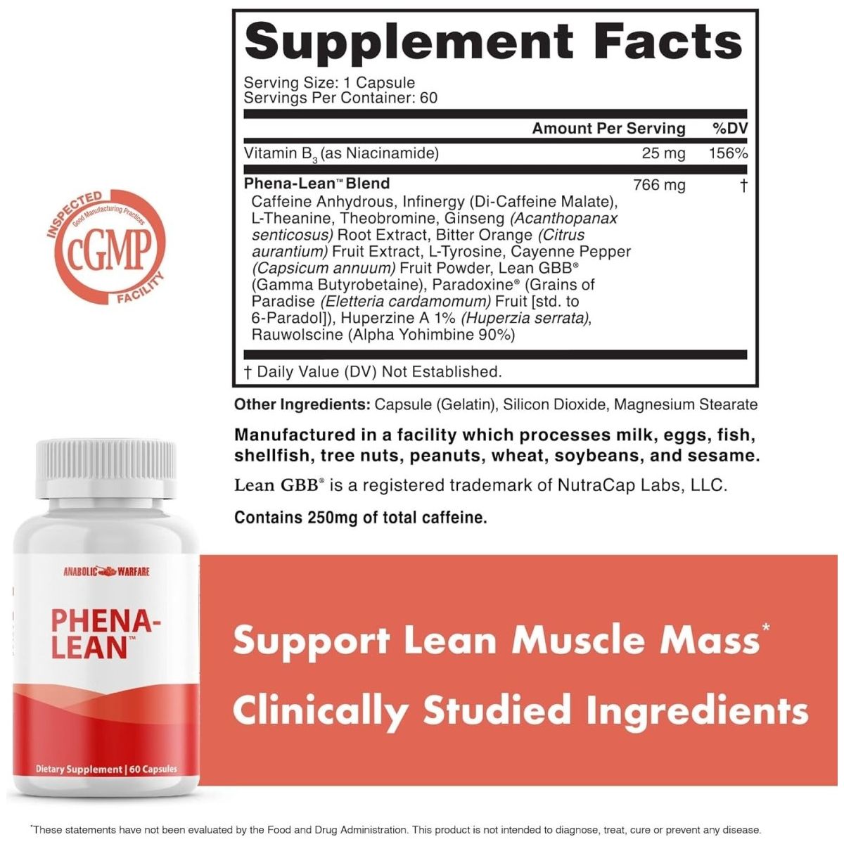 Anabolic Warfare Phena - Lean Premier Supplement from Thermogenic Body Composition Supplement 60 Capsules. - Suppviv