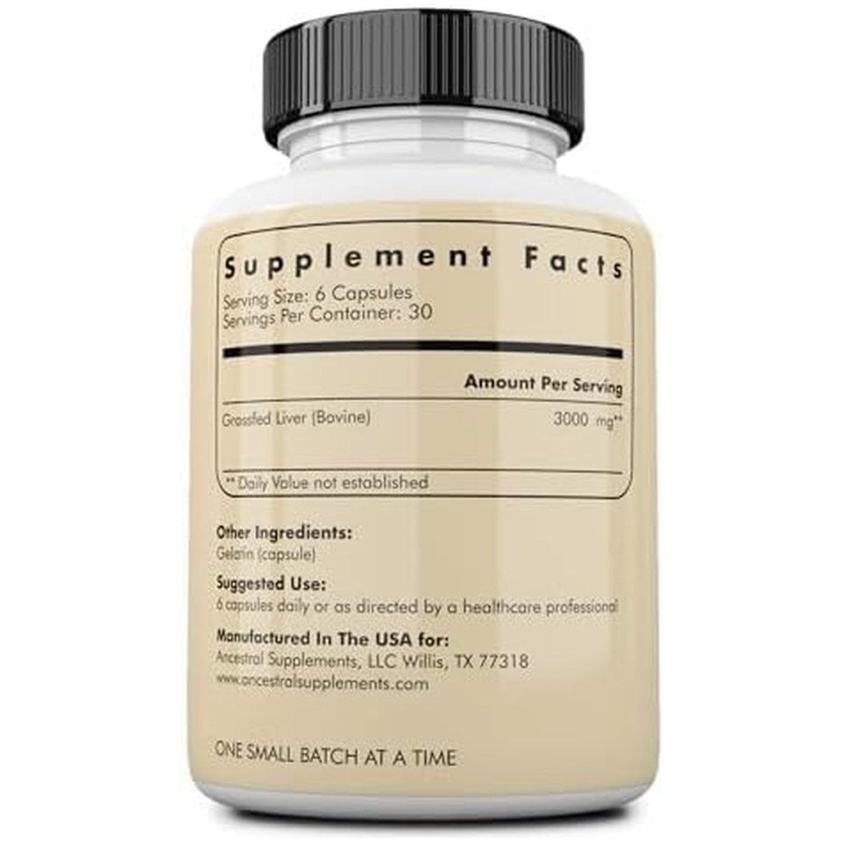 Ancestral Supplements Grass Fed Beef Liver Capsules, 180 Capsules Bottle (3 Pack) - Suppviv