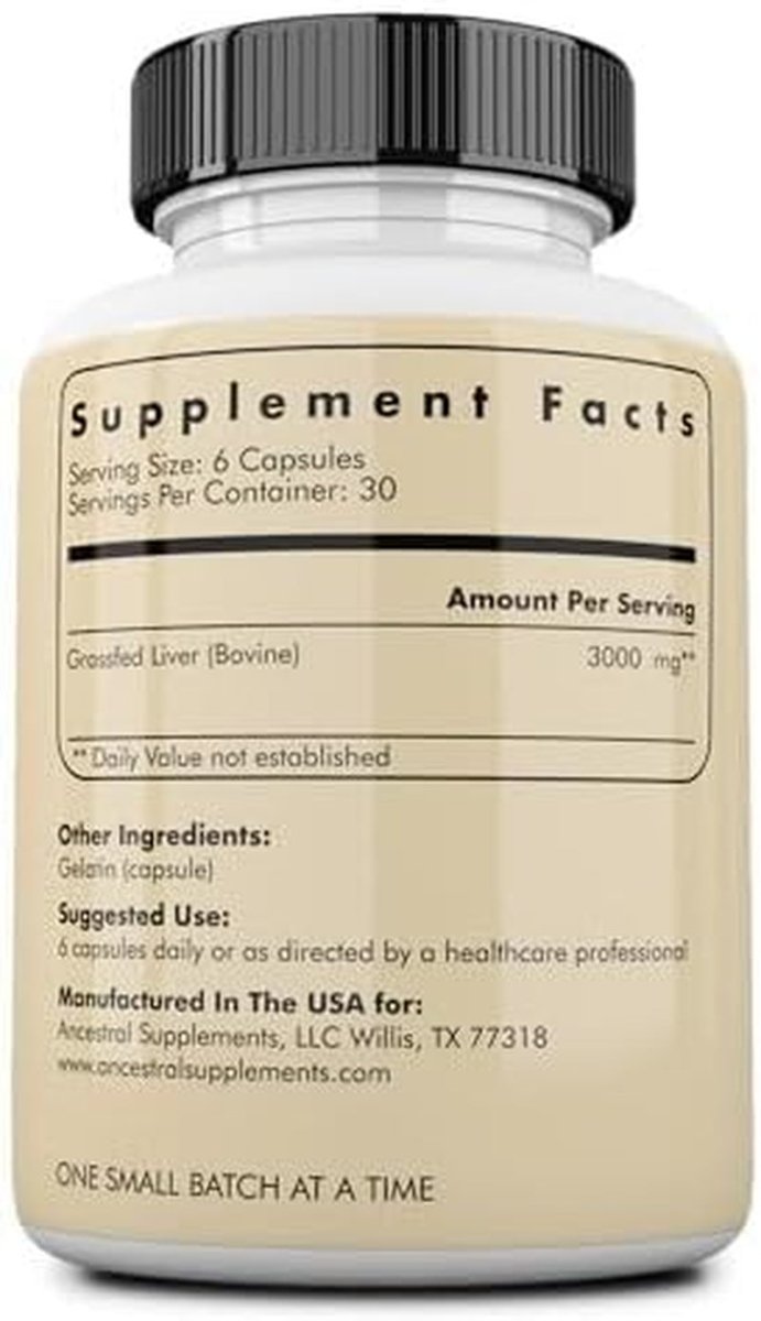 Ancestral Supplements Grass Fed Beef Liver Capsules, 180 Capsules Bottle (3 Pack) - Suppviv