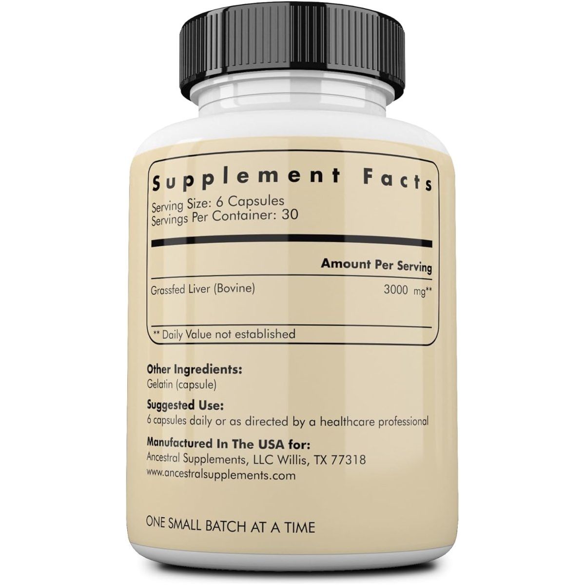 Ancestral Supplements Grass Fed Beef Liver Health 180 Capsules - Suppviv