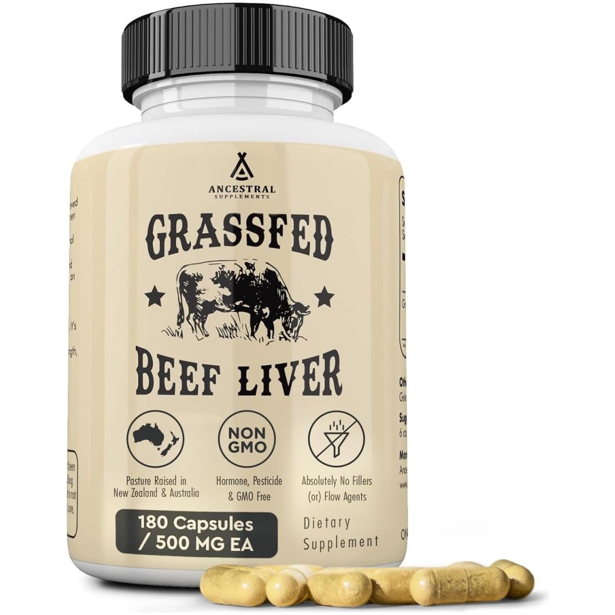 Ancestral Supplements Grass Fed Beef Liver Health 180 Capsules - Suppviv