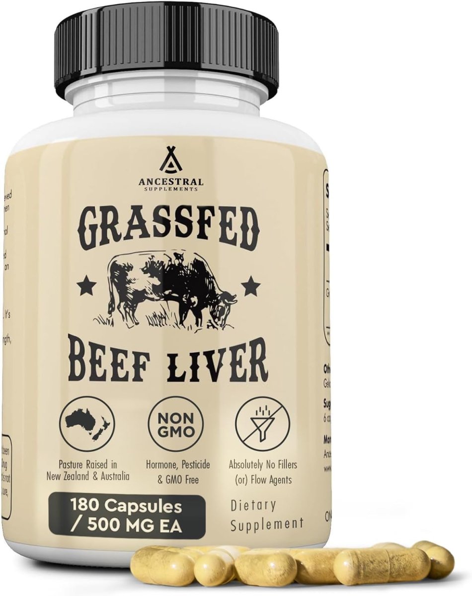 Ancestral Supplements Grass Fed Beef Liver Health 180 Capsules - Suppviv