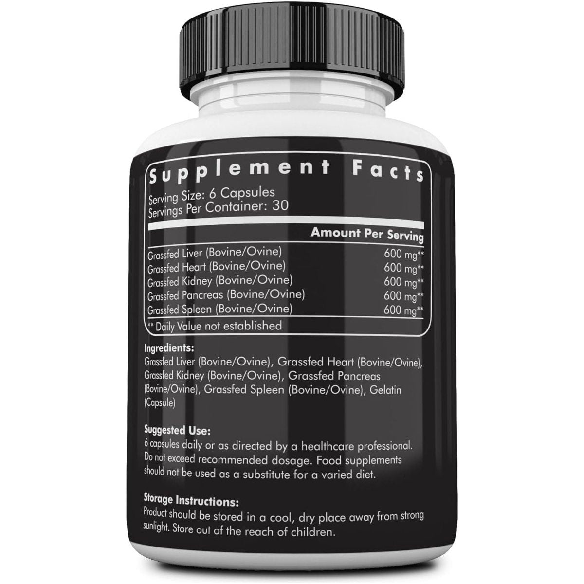 Ancestral Supplements Grass Fed Beef Organ Supplement, Supports Whole Body Wellness 180 Capsules - Suppviv