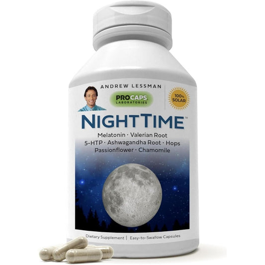 Andrew Lessman Night Time 60 Capsules - 3Mg Melatonin, Valerian, Ashwagandha, Passionflower, Hops, Chamomile - Suppviv