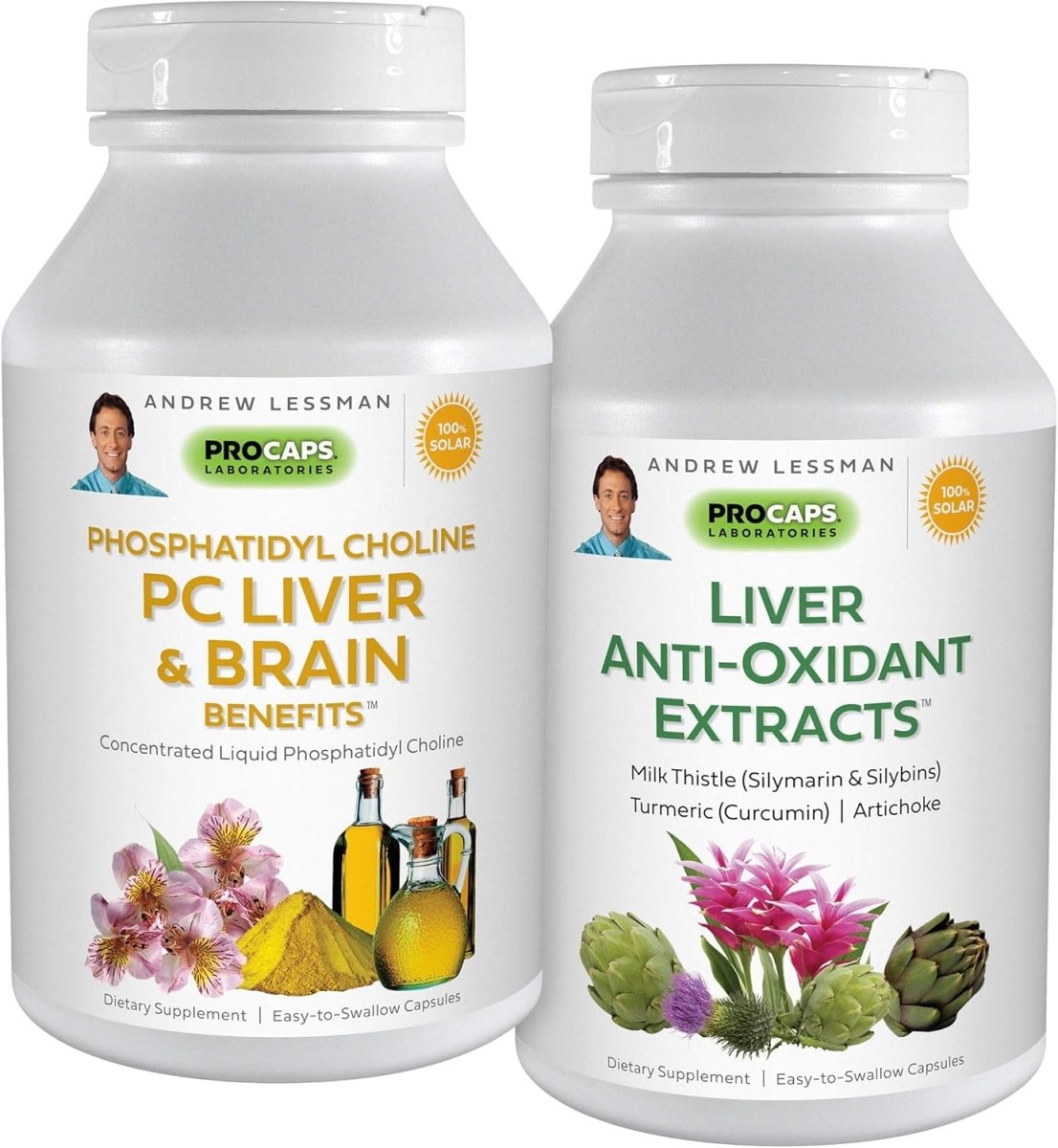 Andrew Lessman PC Liver & Brain Benefits + Liver Anti - Oxidant Extracts Kit: 600 Capsules - Suppviv