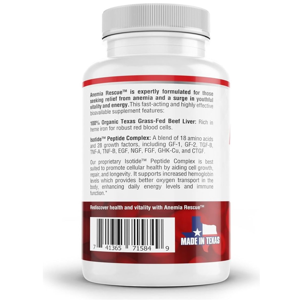Anemia Rescue - Grass Fed Beef Liver and Peptides, Blood Building & Energy Support Supplement 1 PACK - Suppviv