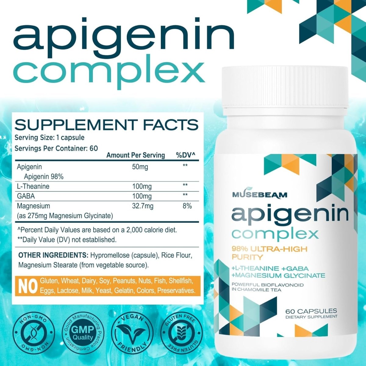 Apigenin Supplement for Sleep - 50Mg Apigenin per Capsule with Magnesium Glycinate 275Mg - Suppviv