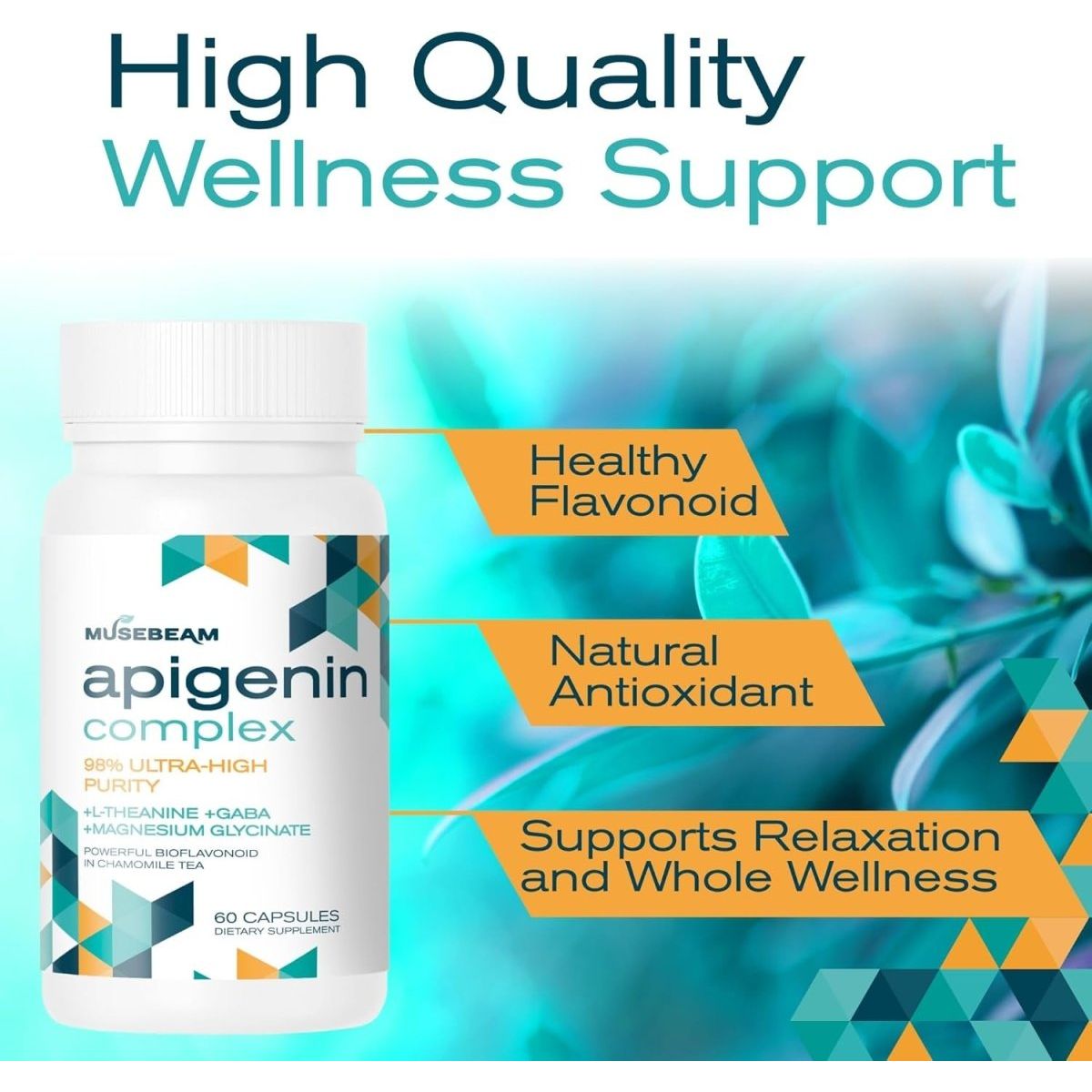 Apigenin Supplement for Sleep - 50Mg Apigenin per Capsule with Magnesium Glycinate 275Mg - Suppviv