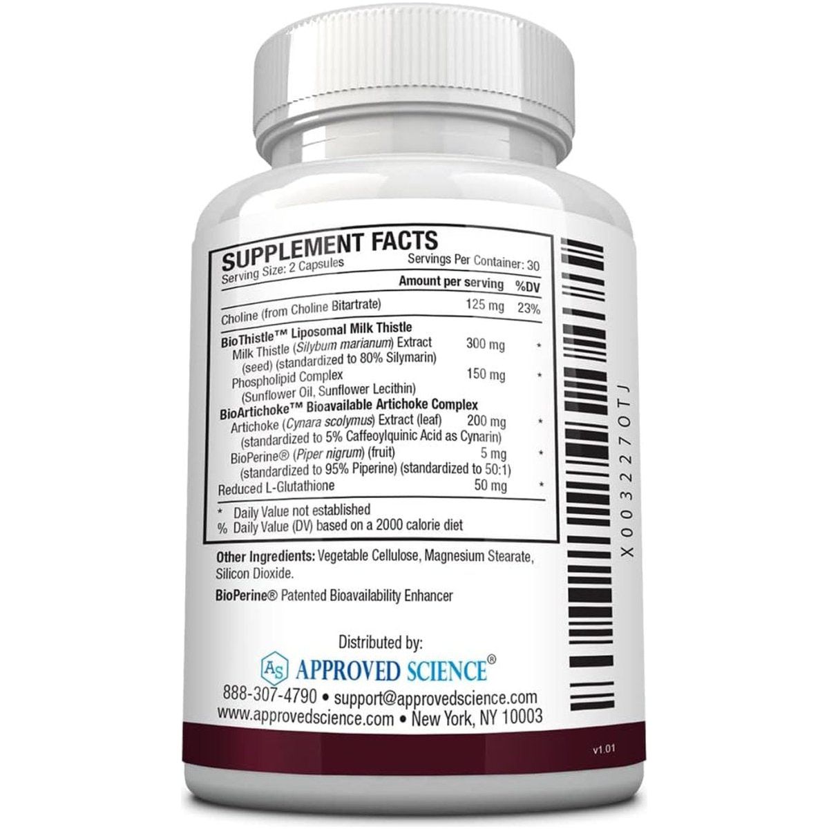 Approved Science Liversyl - Milk Thistle, Artichoke Extract, and Bioperine (60 Capsules) - Suppviv