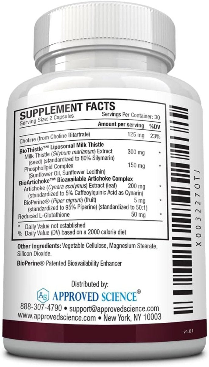 Approved Science Liversyl - Milk Thistle, Artichoke Extract, and Bioperine (60 Capsules) - Suppviv