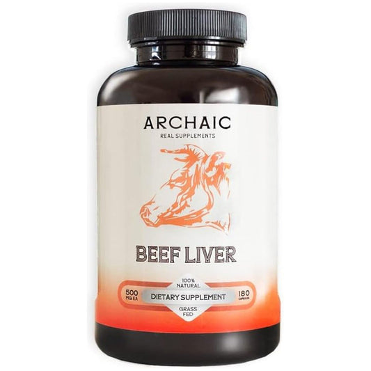 ARCHAIC Grass Fed Beef Liver Supplement - 180 Capsules 1 PACK - Suppviv