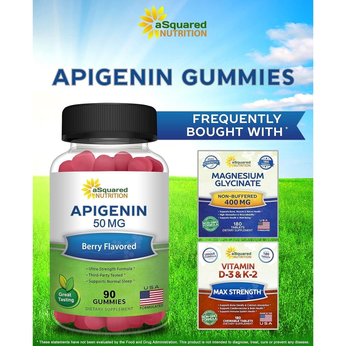 Asquared Nutrition Apigenin 50Mg Gummies - 1 PACK - Suppviv
