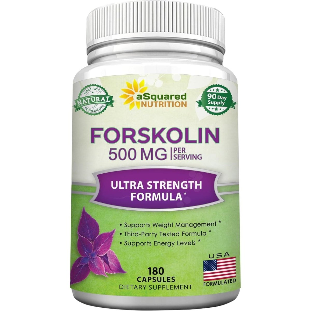 Asquared Nutrition Forskolin 500Mg Max Strength 180 Capsules - Suppviv