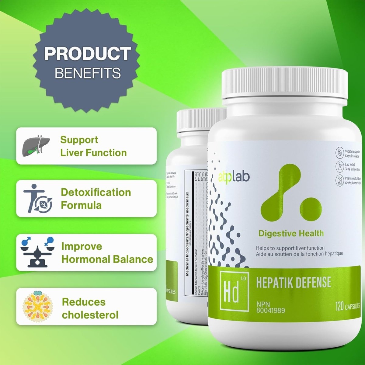 ATP LAB | Hepatik Defense Liver Function & Detoxification Formula 120ct - Suppviv