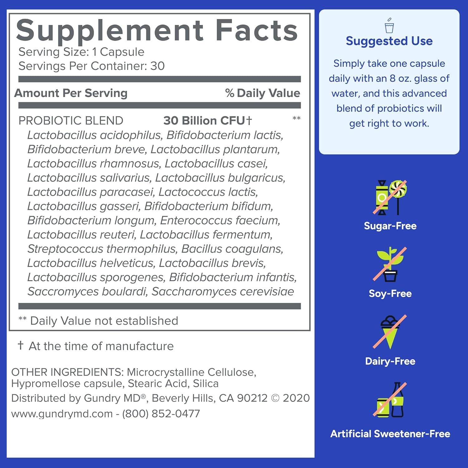 Gundry MD® 24 Strain Probiotic with 30 Billion Cfus, 30 Count