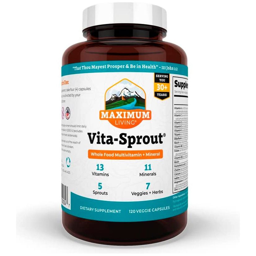 Vita-Sprout Whole-Food Multivitamin & Phytonutrient Blend - 120 Capsules