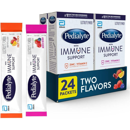 Pedialyte with Immune Support, Electrolytes with Vitamin C and Zinc, Advanced Hydration, 6 Packets (Pack of 4)
