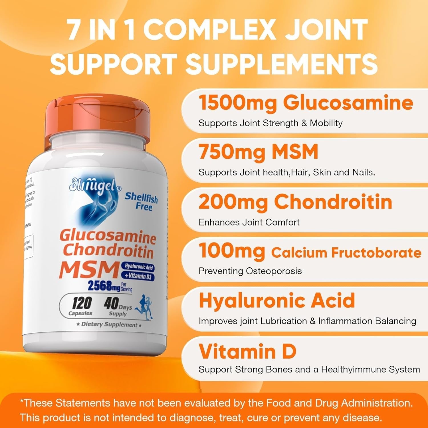 Glucosamine Chondroitin MSM+ Vitamin D3 | 2568Mg | Joint Support Supplement