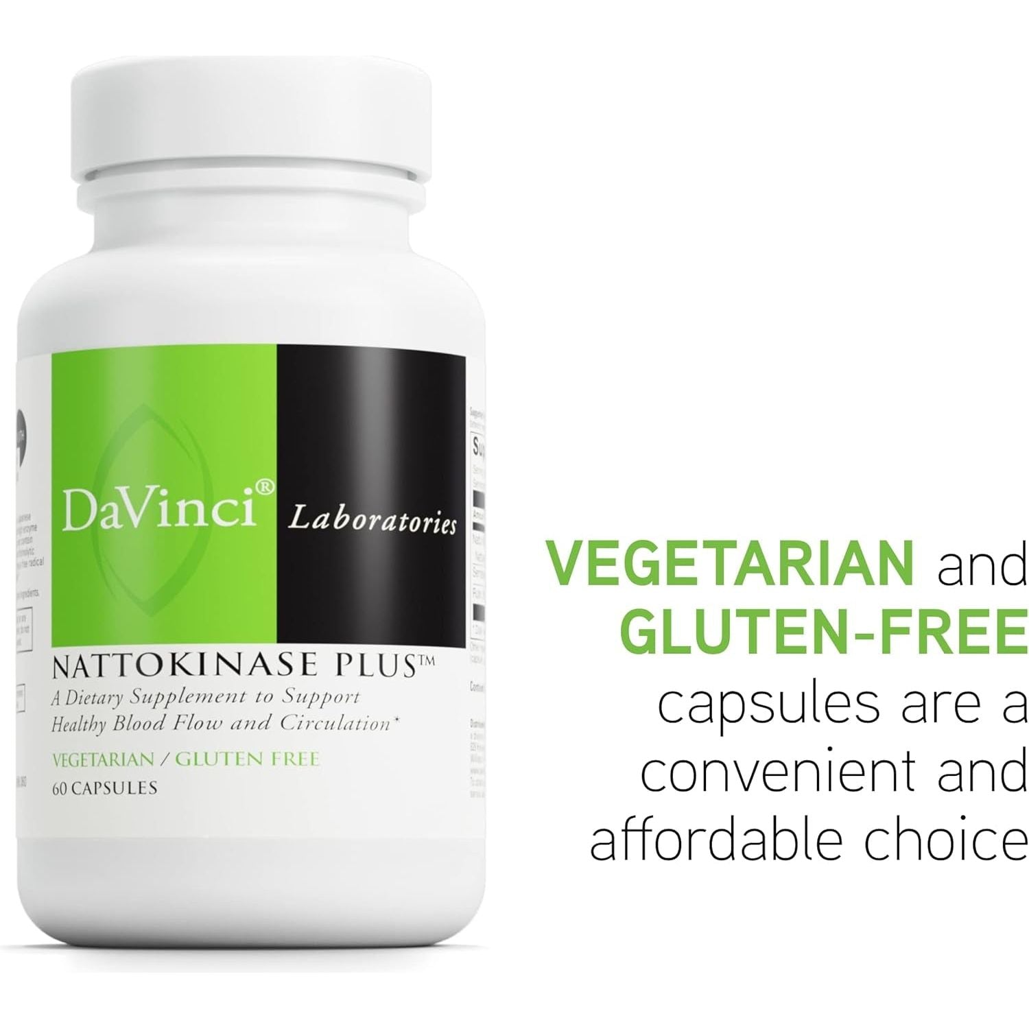 DAVINCI Labs Nattokinase plus for Comprehensive Blood Flow Support for Men & Women 60 Vegetarian Capsules