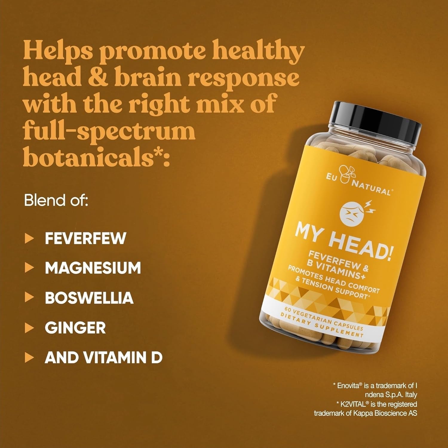 My Head! Headache Vitamins – Sensitivity, Tension, Comfort, Healthy Head Function for a Clear Mind - 60 Soft Capsules