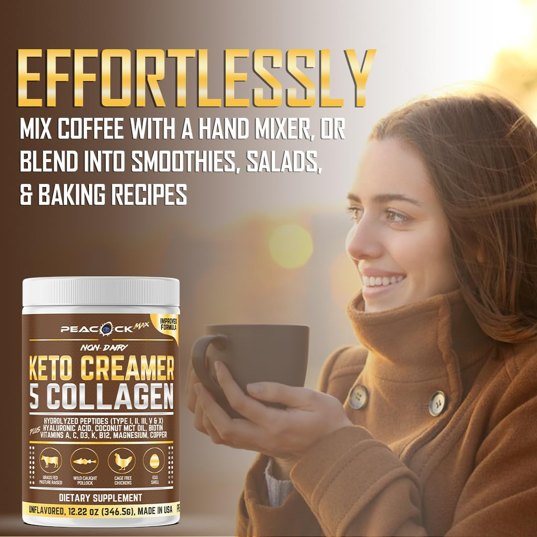 Peacock Max Collagen Keto Coffee Creamer Powder 12.2 Oz 