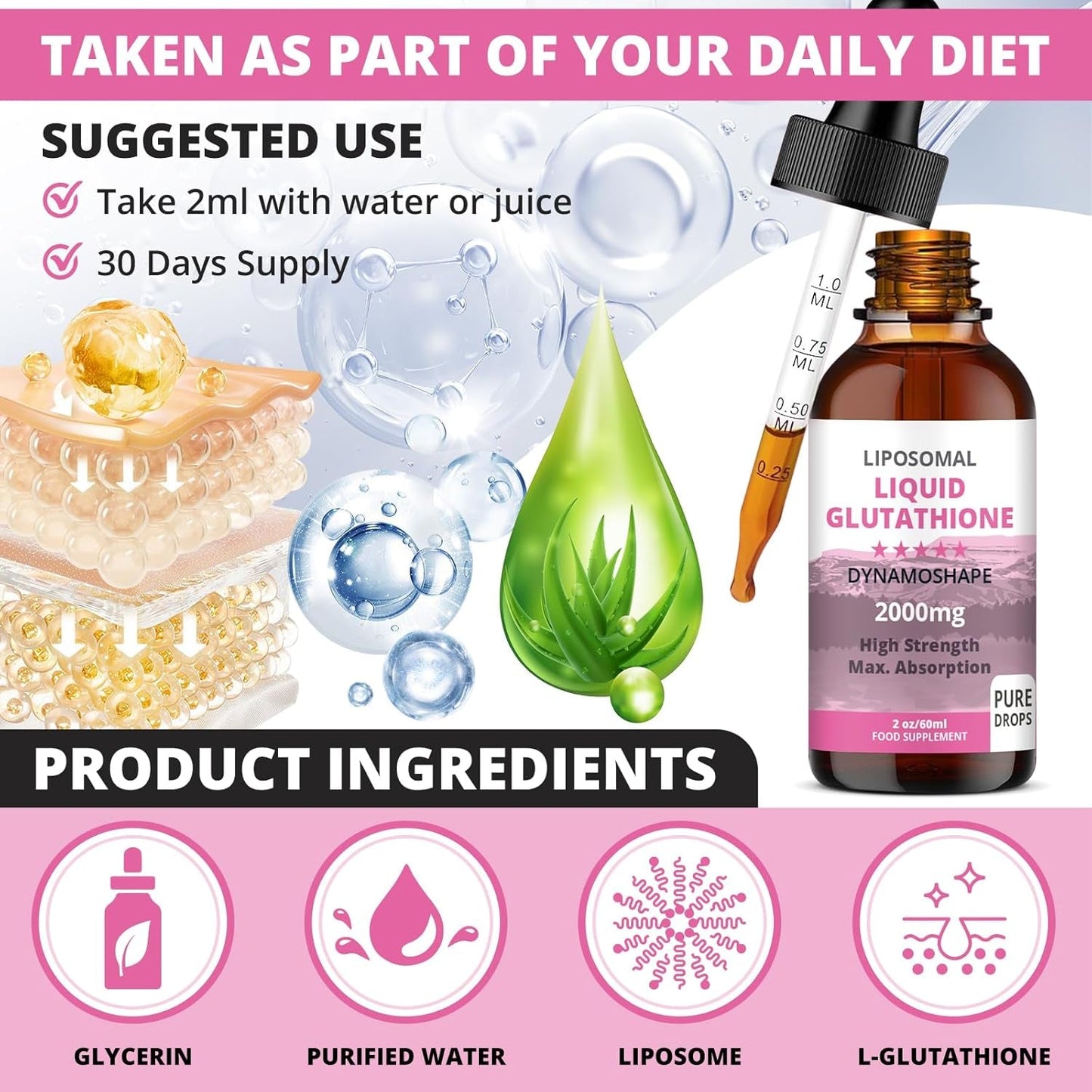 Liposomal Glutathione 2000Mg with Vitamin C - Antioxidant Supplement for Detox