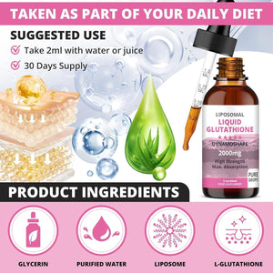 Liposomal Glutathione 2000Mg with Vitamin C - Antioxidant Supplement for Detox.