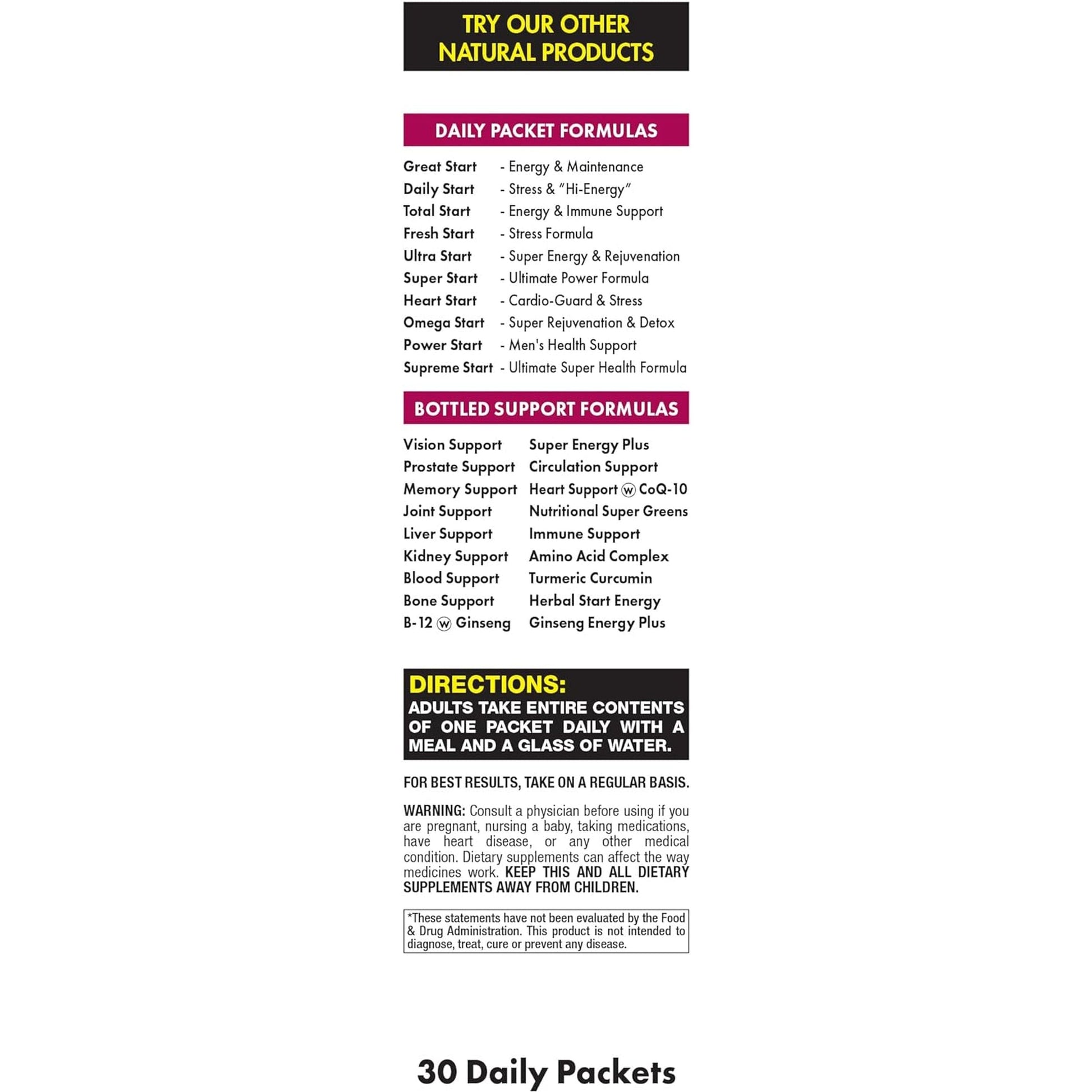 Supreme Start Complete Daily Vitamin Pack | Anti-Aging & Rejuvenation, Skin Booster & Joint Support (30 Packets)