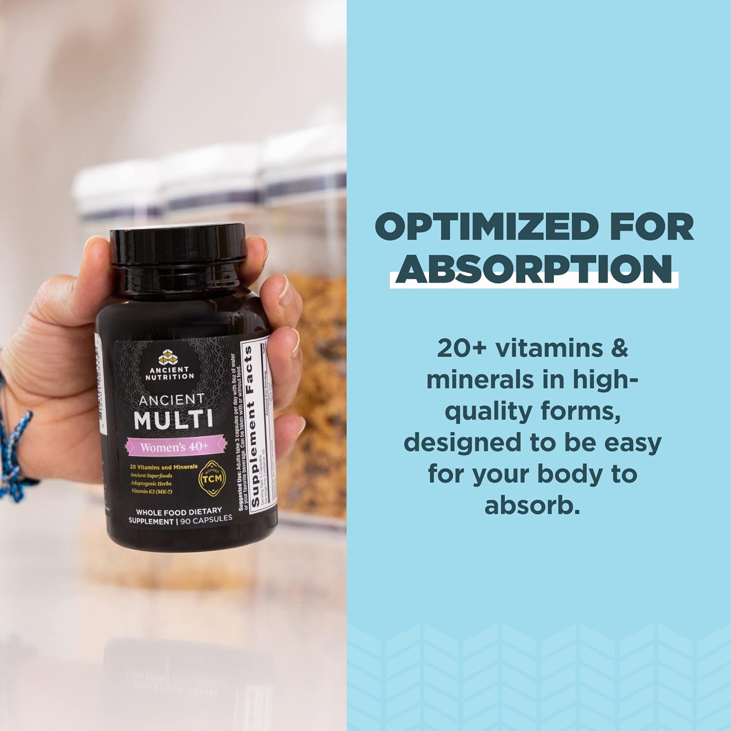 Ancient Nutrition Multivitamin for Women 40+ for Stress, Sleep Support, Bone Health, 90 Count