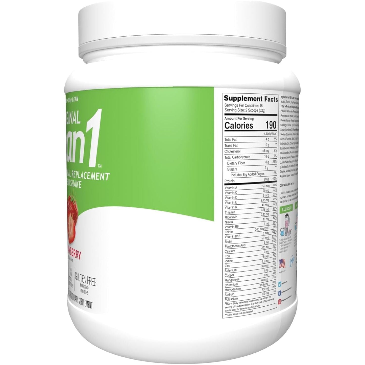 Nutrition 53 Lean 1 Meal Replacement Powder for Weight Loss & Fat Burner (15 Servings)