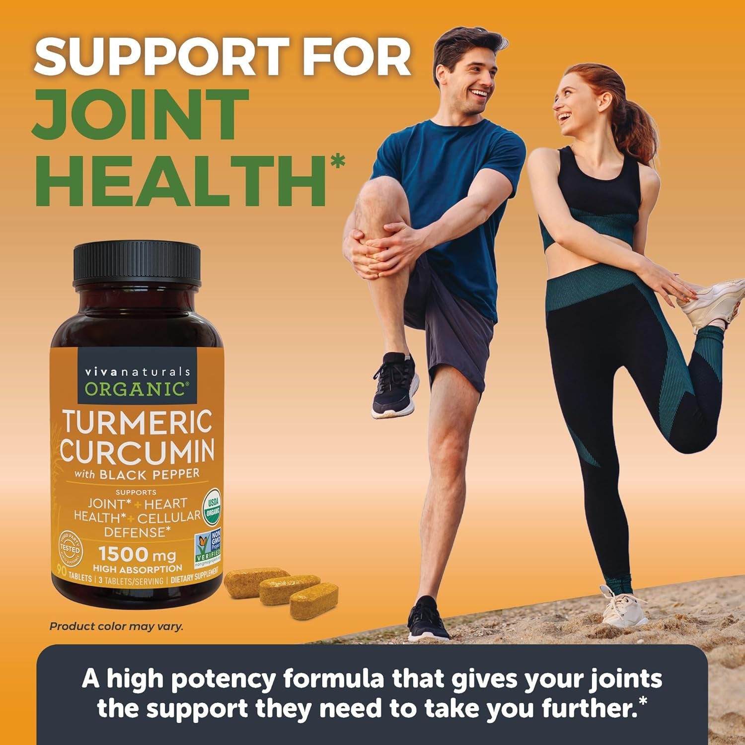Organic Turmeric Supplement 1500 Mg - Turmeric Pills for Joint Support and Cellular Defense 