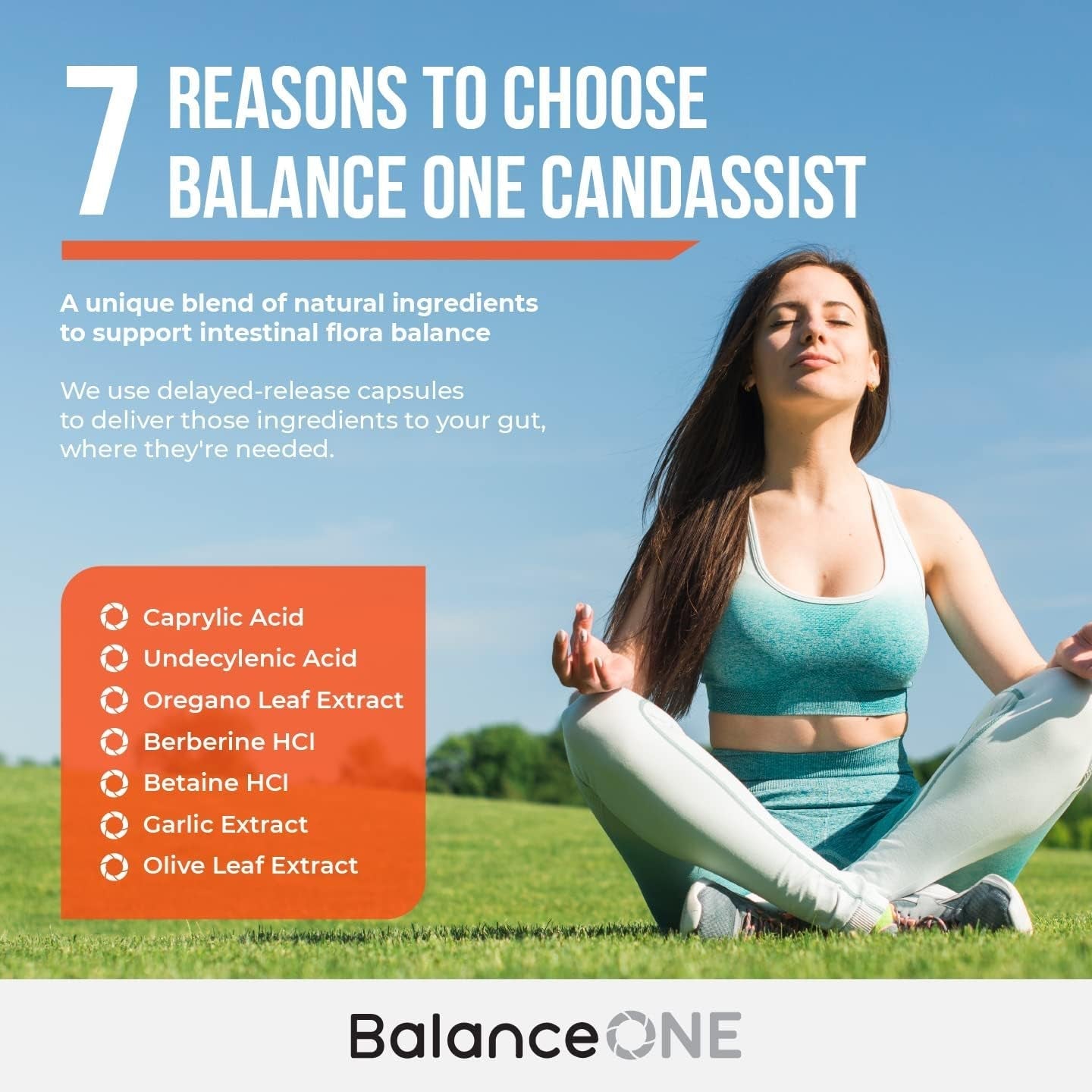 Balance ONE Candida Cleanse with Caprylic Acid, Berberine & Oregano Leaf Extract 1 Month Supply