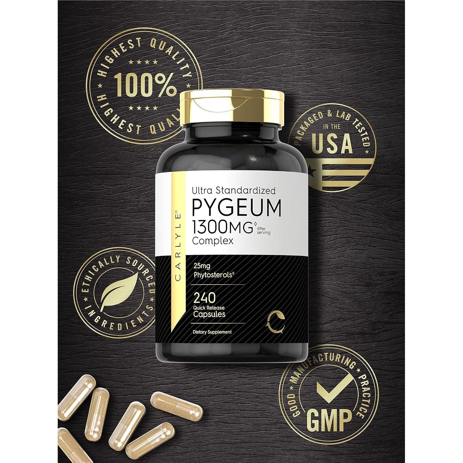 Carlyle Pygeum Supplement | Africanum Bark Extract Supplement (1300Mg/240 Capsules)
