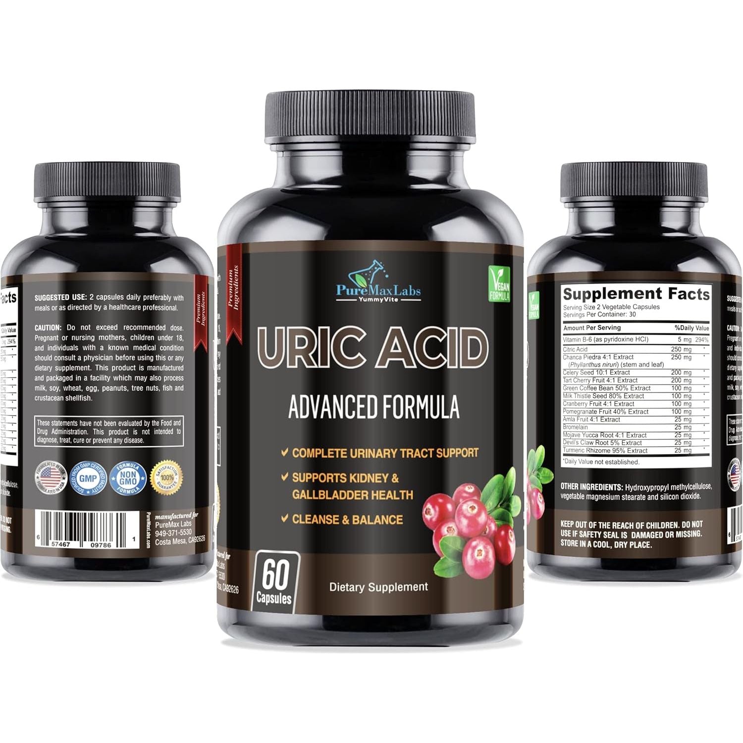 Uric Acid Advanced Formula – Kidney, Liver, Gallbladder, Urinary Tract Cleanse 60 Capsules