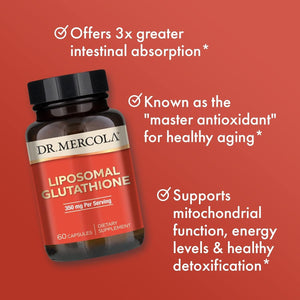 Dr. Mercola Liposomal Glutathione, 30 Servings, 350 Mg, Supports Energy Production, Non-Gmo