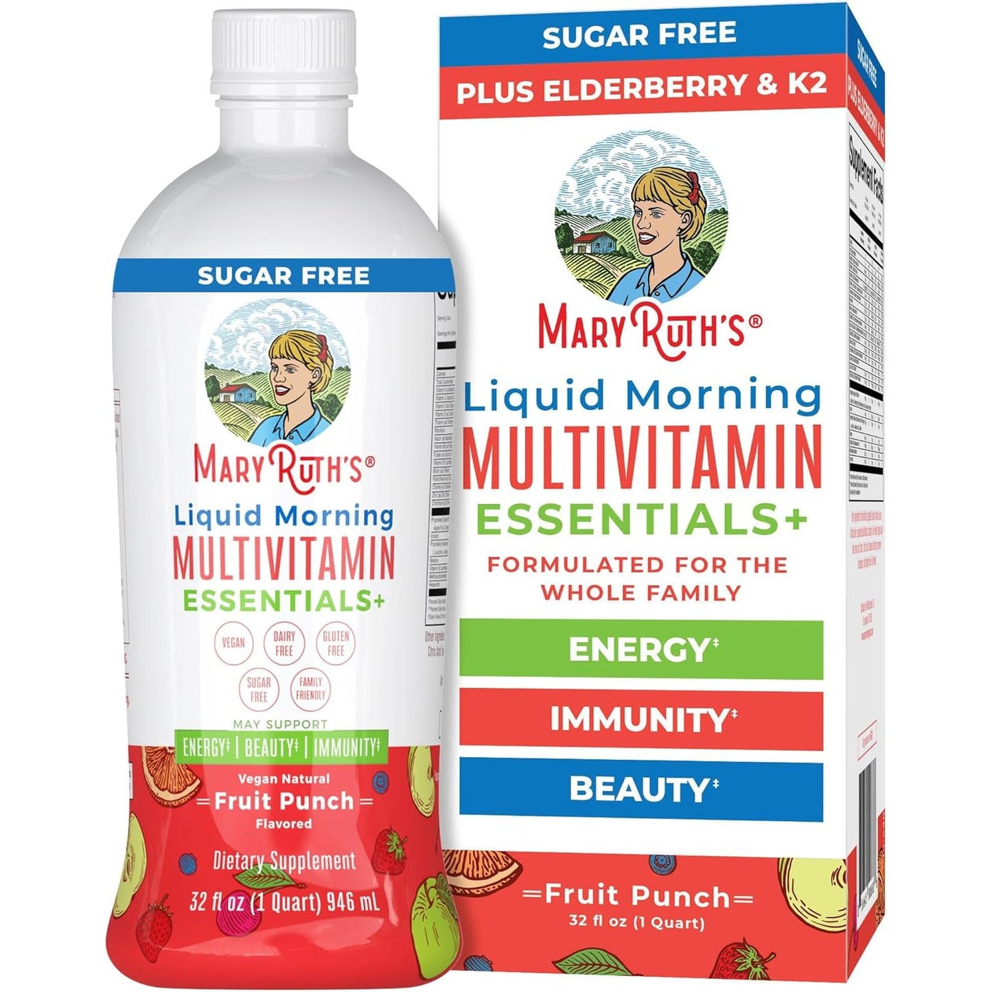 Maryruth Organics Multivitamin for Women Men & Kids | Energy & Beauty Booster Multimineral | 32 Fl Oz