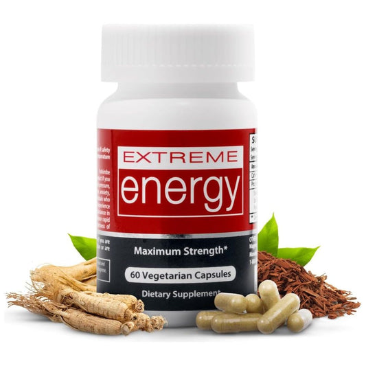 Extreme Energy Pills - Maximum Strength All-Natural Energy Supplements for Fatigue, Focus, Motivation (60 Ct)