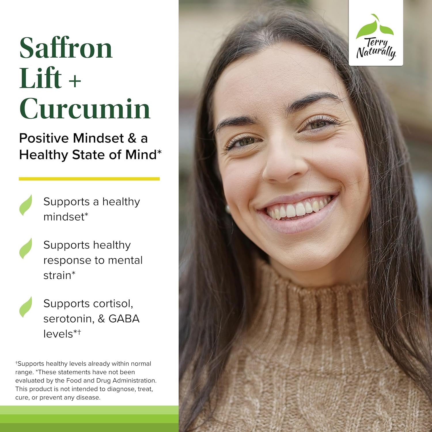 Terry Naturally Saffron Lift + Curcumin - Concentration & Relaxation Support Supplement - 60 Capsules