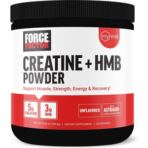 Force Factor Creatine HMB, 5G Creatine Monohydrate Powder, 3G Myhmb, (30 Servings)