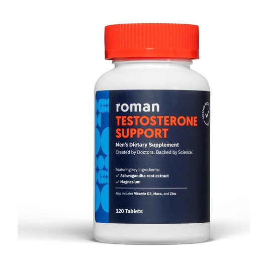 ROMAN Testosterone Support | Daily Nutritional Supplement with Ashwagandha & Magnesium | (120 Tablets)