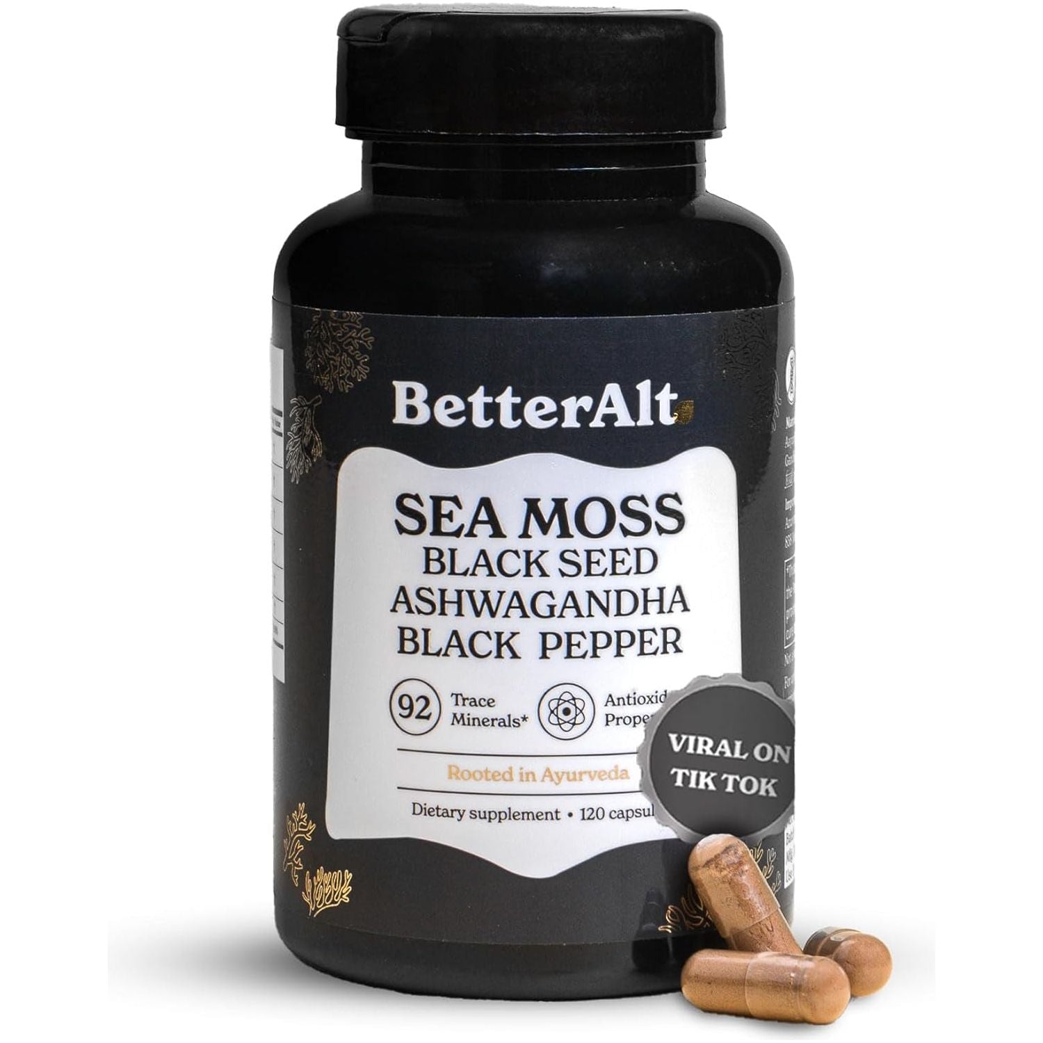 Sea Moss Capsules- Irish Sea Moss with Black Seed Oil, Ashwagandha & Black Pepper for Stamina, Strength & Endurance 60 Servings
