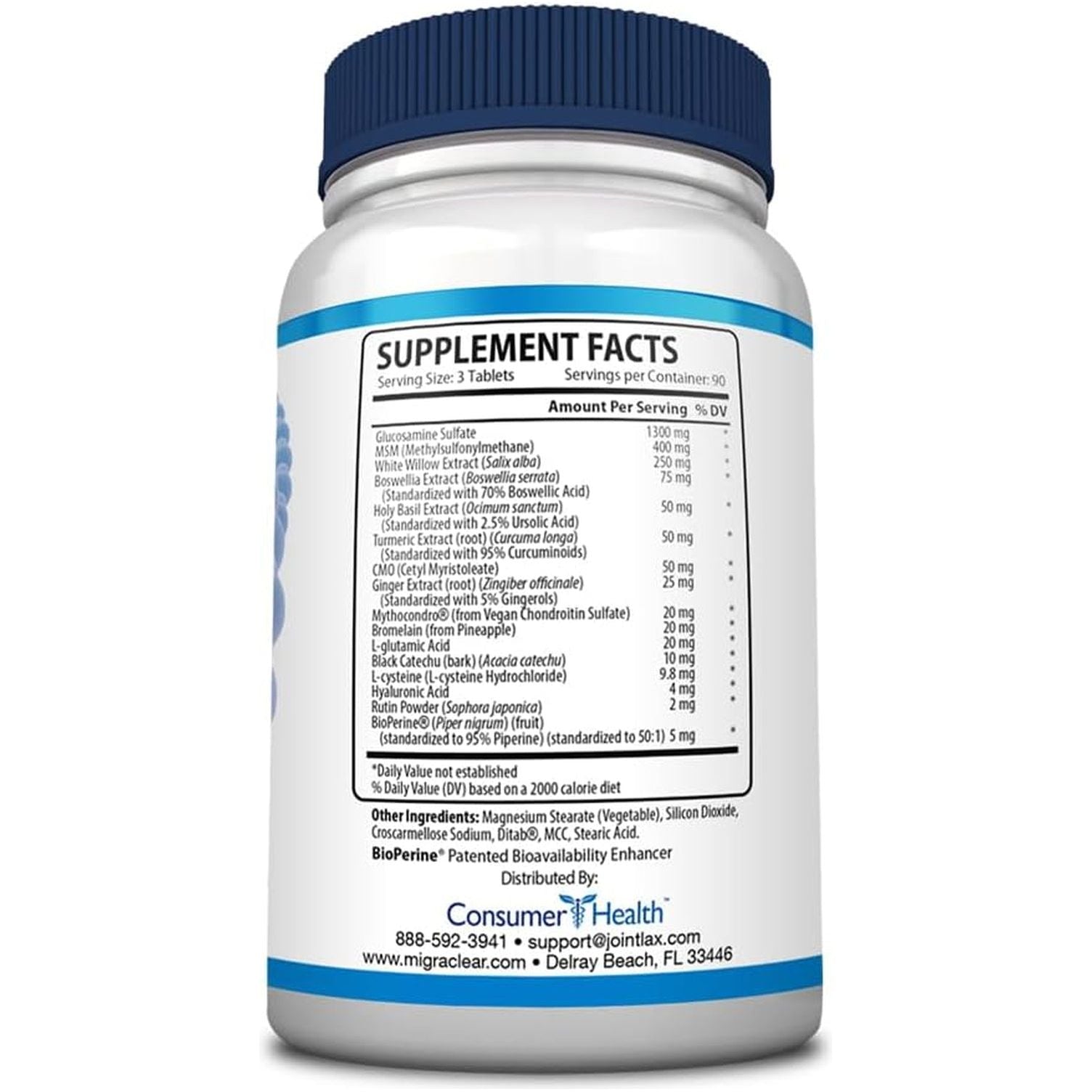 Consumer Health Ultimate Joint Support - Improve Mobility - Glucosamine, Chondroitin, Turmeric, Bioperine 270 Tablets 