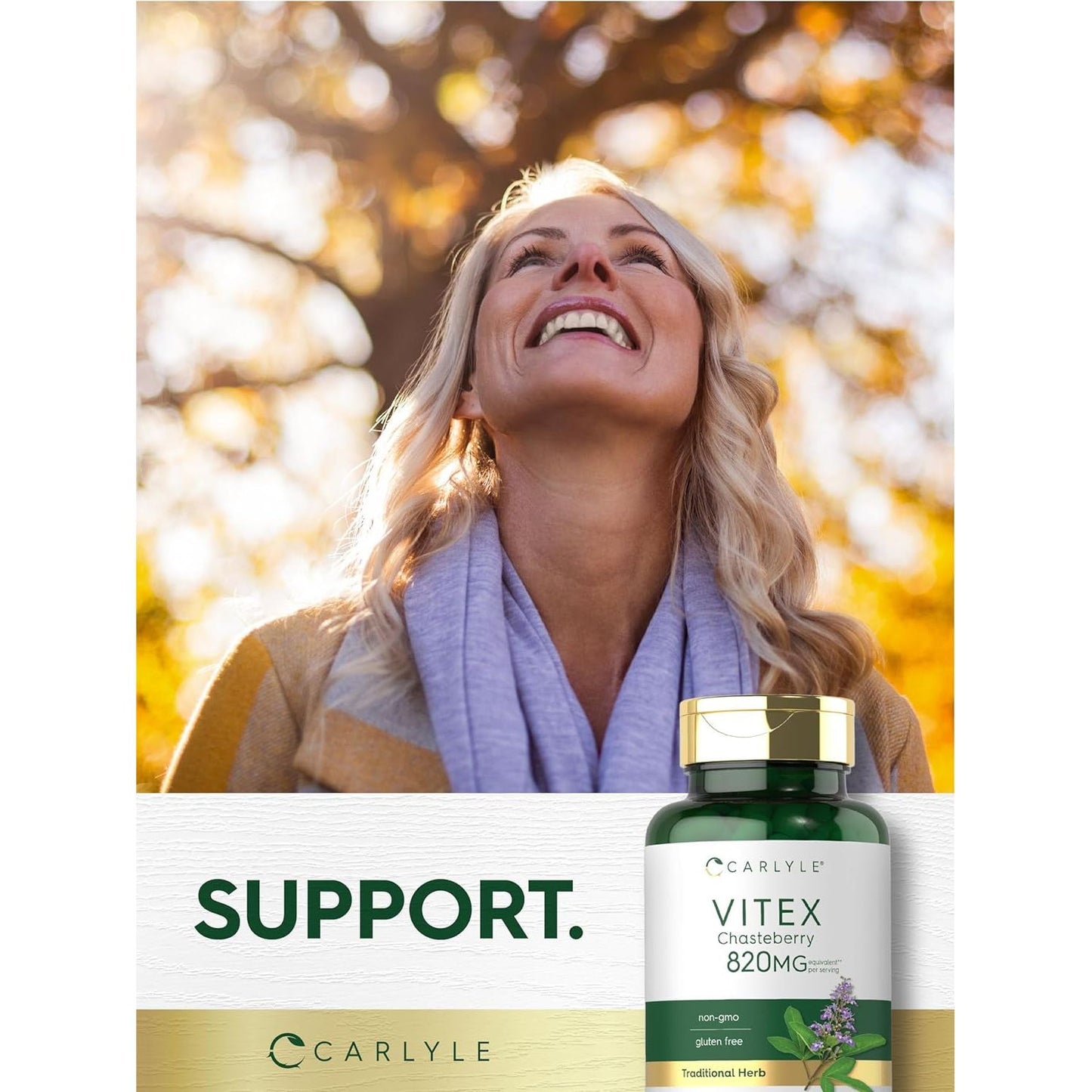 Carlyle Vitex Chasteberry Supplement | 820Mg | 150 Capsules | Vitex Agnus-Castus Fruit for Women | Non-Gmo, Gluten Free